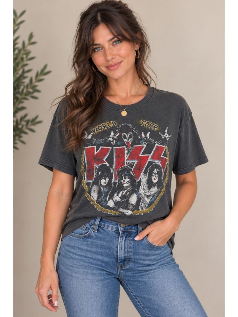 Daydreamer Womens KISS World Tour 1979 T Shirt Made USA Reverse Seam Band Tee M